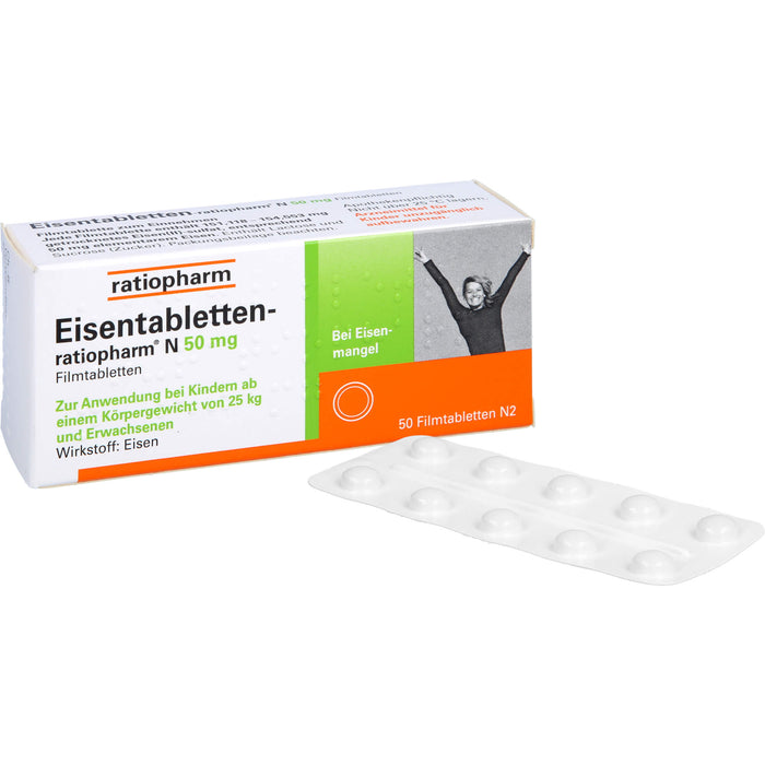 Eisentabletten-ratiopharm N 50 mg Filmtabletten, 50 pc Tablettes