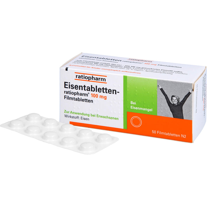 Eisentabletten-ratiopharm 100 mg Filmtabletten, 50 pcs. Tablets