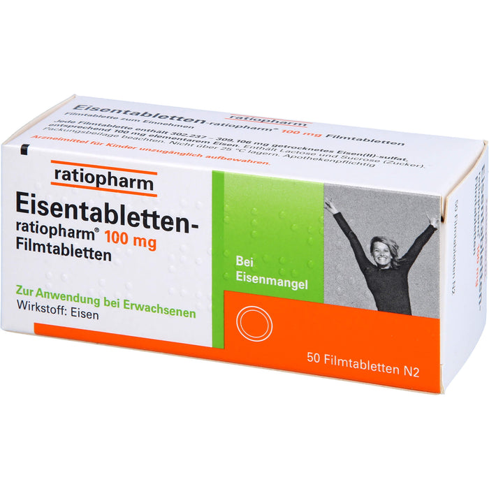 Eisentabletten-ratiopharm 100 mg Filmtabletten, 50 pc Tablettes