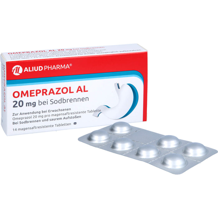 Omeprazol AL 20 mg Tabletten bei Sodbrennen, 14 pcs. Tablets