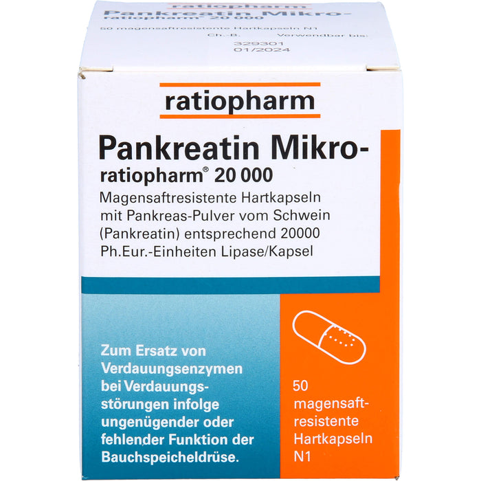 Pankreatin Mikro-ratiopharm 20000 Hartkapseln, 50 pcs. Capsules