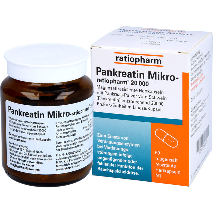 Pankreatin Mikro-ratiopharm 20000 Hartkapseln, 50 pcs. Capsules