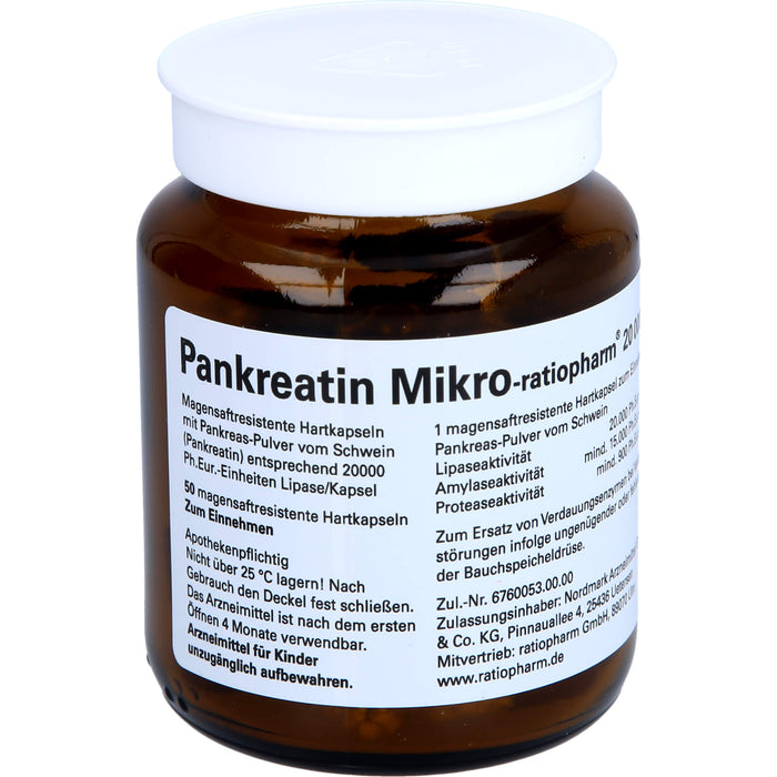 Pankreatin Mikro-ratiopharm 20000 Hartkapseln, 50 pc Capsules