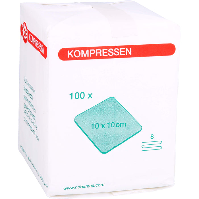 NOBAMED Mullkompressen 10 x 10 cm unsteril 8-fach, 100 pc Compresses