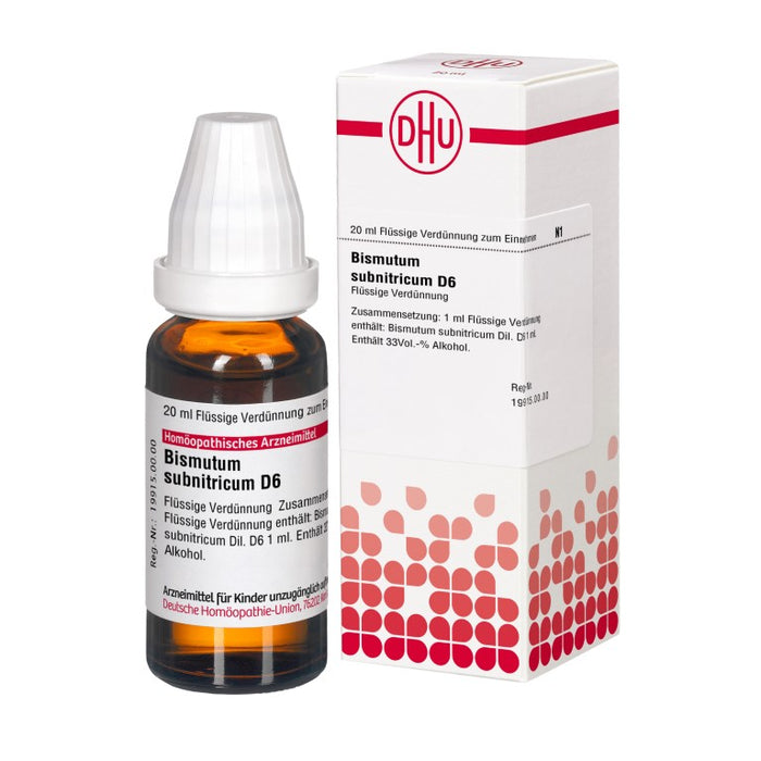 Bismutum subnitricum D6 DHU Dilution, 20 ml Lösung