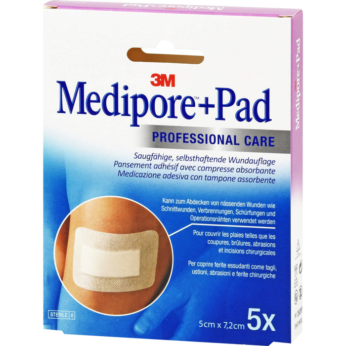 Medipore +Pad 3M 5,0 cm x 7,2 cm, 5 St. Pflaster