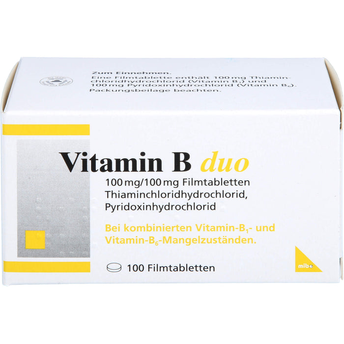 mibe Vitamin B duo Filmtabletten bei Mangel der Vitamine B1 und B6, 100 pcs. Tablets