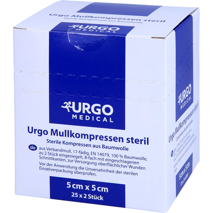 URGO MULLKOMPR 5X5CM STERIL, 25X2 St KOM