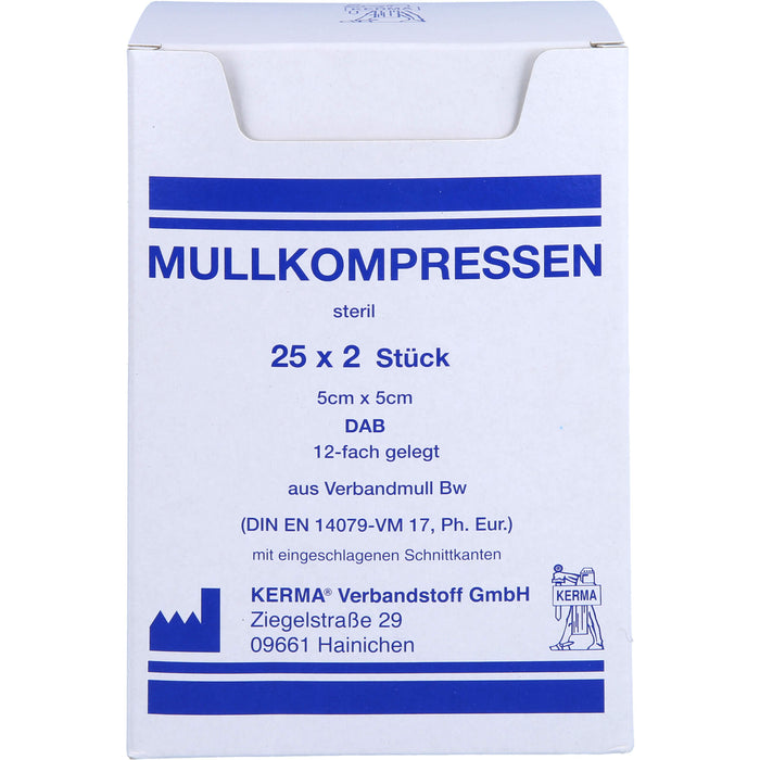 MULLKOMPRESSEN BW 12FACH STERIL 5CMx5CM, 25X2 St KOM