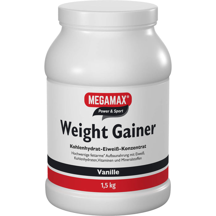 MEGAMAX Power & Sport Weight Gainer Pulver Vanille-Geschmack, 1500 g Poudre