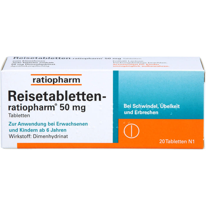 Reisetabletten-ratiopharm, 20 pc Tablettes