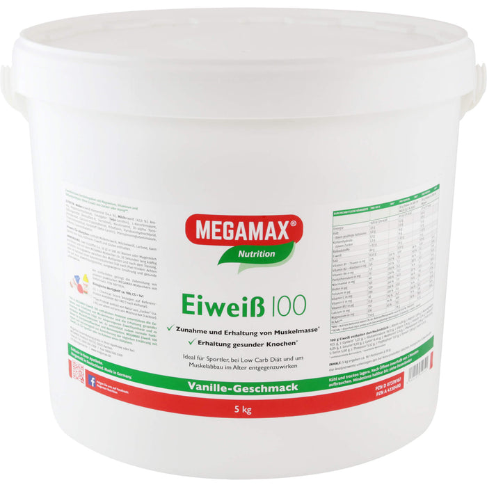 MEGAMAX Nutrition Eiweiß 100 Pulver Vanille-Geschmack, 5000 g Powder