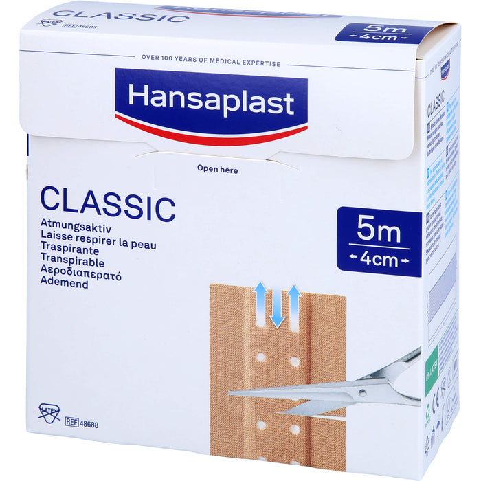 Hansaplast Classic 5 m x 4 cm atmungsaktives Pflaster, 1 pcs. Patch