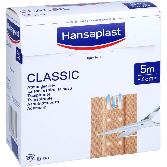 Hansaplast Classic 5 m x 4 cm atmungsaktives Pflaster, 1 pcs. Patch