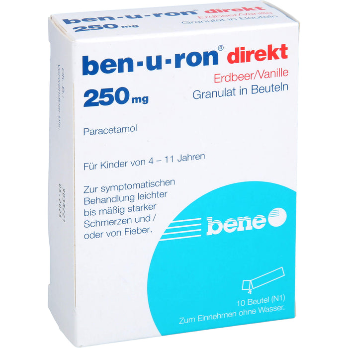 Ben-u-ron direkt Erdbeer/Vanille 250 mg Granulat, 10 pcs. Sachets