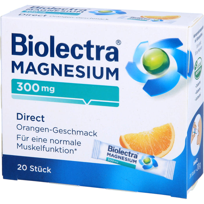 Biolectra Magnesium 300 mg direct Orangengeschmack Pellets in Sticks , 20 pcs. Sachets