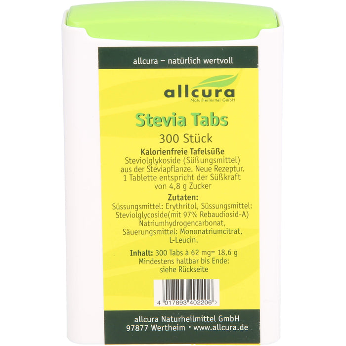 Allcura Stevia Tabs, 300 pc Tablettes