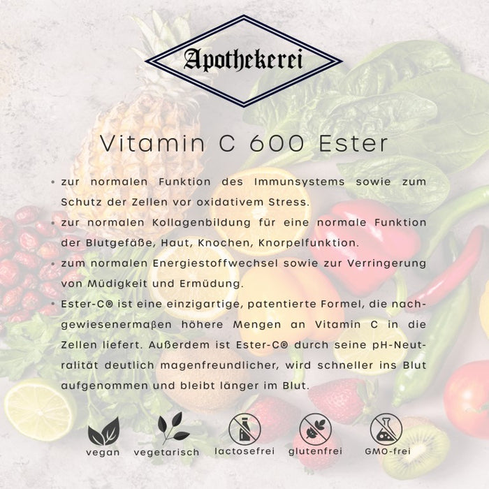 Apothekerei Vitamin C 600 mit OPC, Rutin und Quercetin, 90 pcs. Capsules