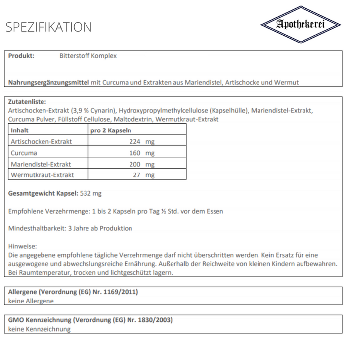 Apothekerei Bitterstoff Komplex, 30 pc Capsules