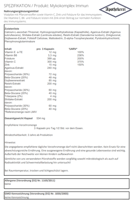 Apothekerei Mykokomplex Immun, 90 pcs. Capsules