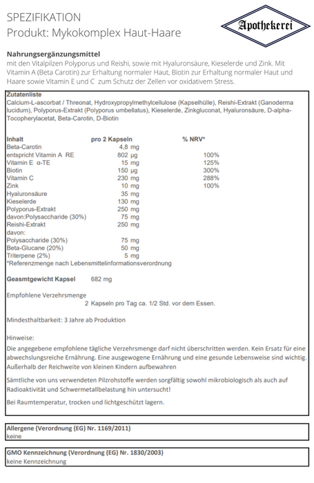 Apothekerei Mykokomplex Haut-Haare, 90 pc Capsules