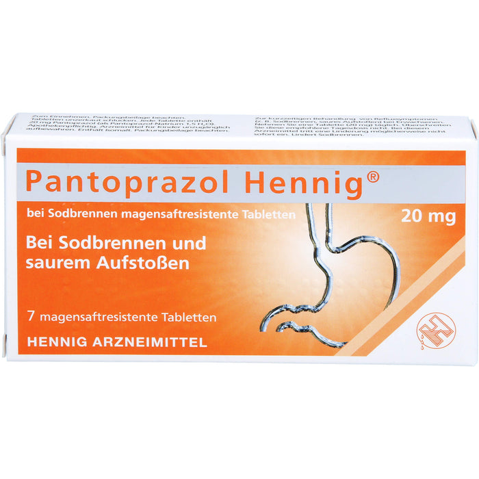 Pantoprazol Hennig 20 mg Tabletten bei Sodbrennen, 7 pcs. Tablets