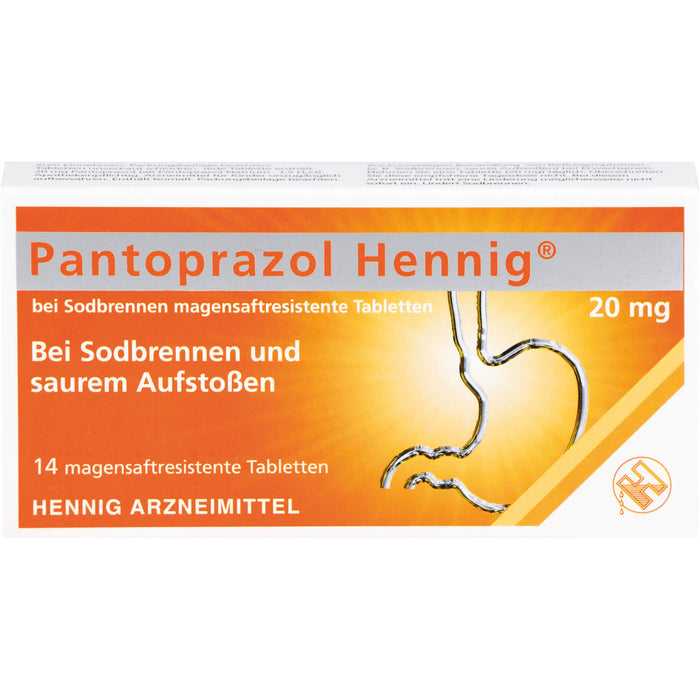 Pantoprazol Hennig 20 mg magensaftresistente Tabletten bei Sodbrennen, 14 pc Tablettes