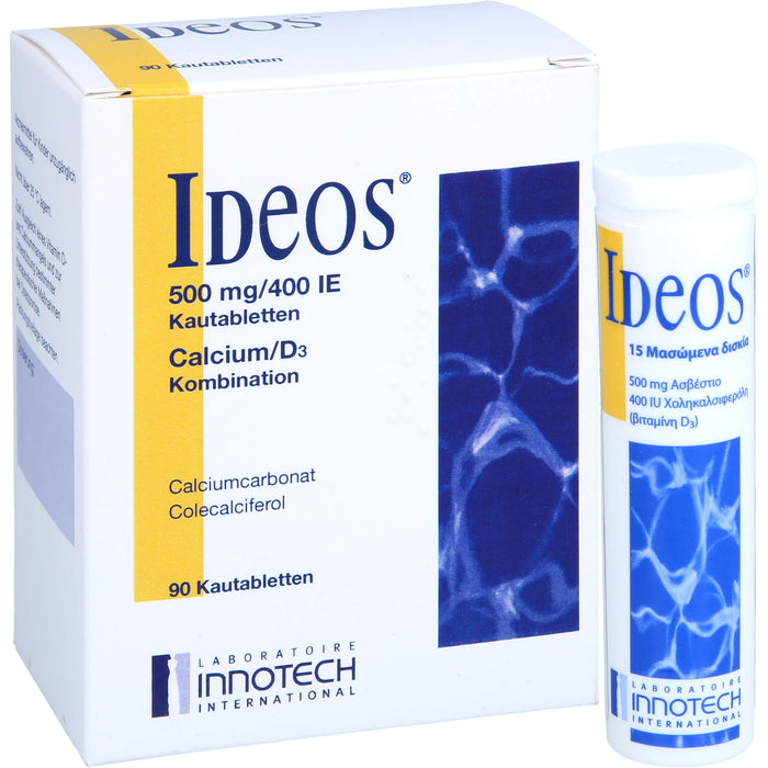 IDEOS 500 mg / 400 I.E. Kautabletten, 90 pc Tablettes