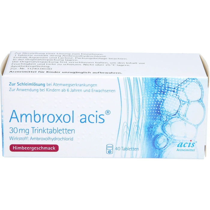 Ambroxol acis 30 mg Trinktabletten zur Schleimlösung bei Atemwegserkrankungen, 40 pc Tablettes