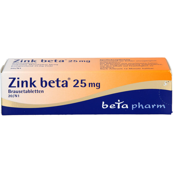 Zink beta 25 mg Brausetabletten, 20 pcs. Tablets