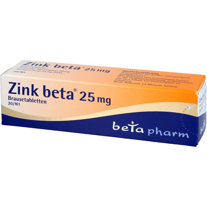 Zink beta 25 mg Brausetabletten, 20 pc Tablettes