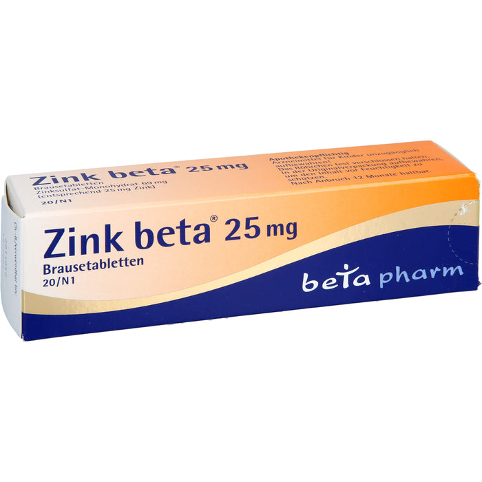 Zink beta 25 mg Brausetabletten, 20 pc Tablettes