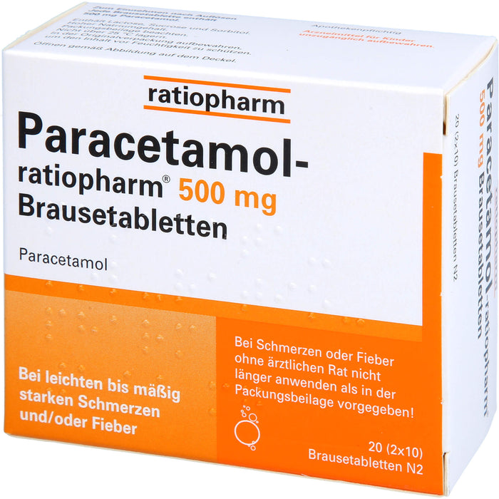 Paracetamol-ratiopharm 500 mg Brausetabletten, 20 pcs. Tablets