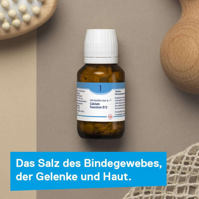 DHU Schüßler-Salz Nr. 1 Calcium fluoratum D12 – Das Mineralsalz des Bindegewebes, der Gelenke und Haut – das Original – umweltfreundlich im Arzneiglas, 420 pc Tablettes