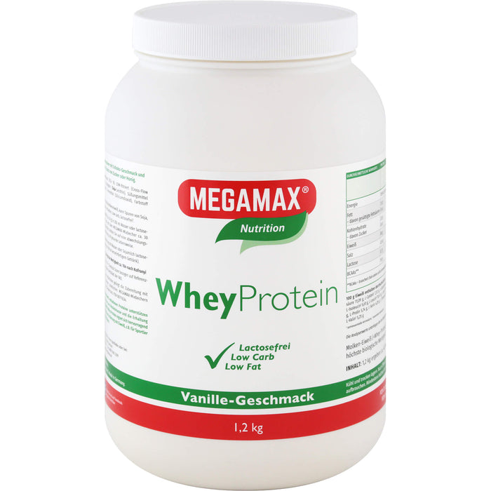 MEGAMAX Nutrition Whey Protein Pulver Vanille-Geschmack, 1200 g Powder