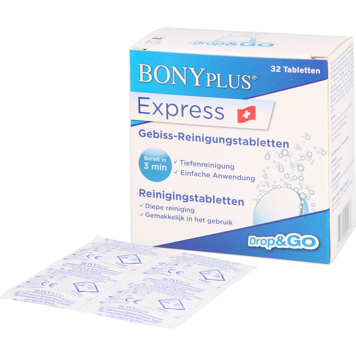 BONYPLUS Express Gebiss-Reinigungsbrausetabletten, 32 St. Brausetabletten