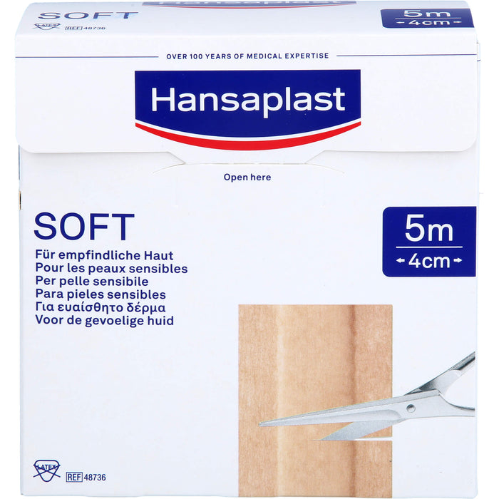 Hansaplast Soft 5 m x 4 cm Pflaster Rolle, 1 pc Pansement