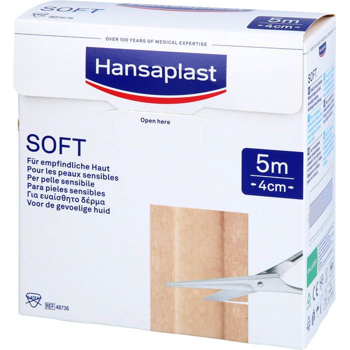 Hansaplast Soft 5 m x 4 cm Pflaster Rolle, 1 pc Pansement
