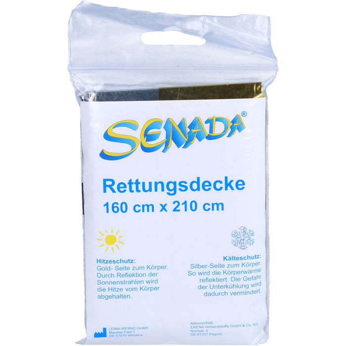 SENADA Rettungsdecke 210 x 160 cm Hitze- und Kälteschutz für die erste Hilfe, 1 pc Paquet