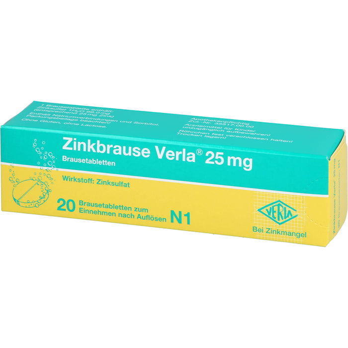 Zinkbrause Verla 25 mg Brausetabletten, 20 pc Tablettes