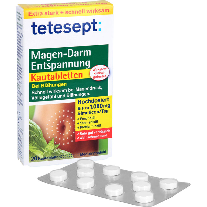 tetesept Magen-Darm Entspannung Kautabletten, 20 pc Tablettes