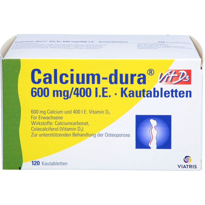 Calcium-dura Vit D3 600 mg/400 I.E., Kautabletten, 120 St KTA