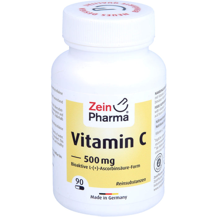 ZeinPharma Vitamin C 500 mg Kapseln für das Immunsystem, 90 pcs. Capsules