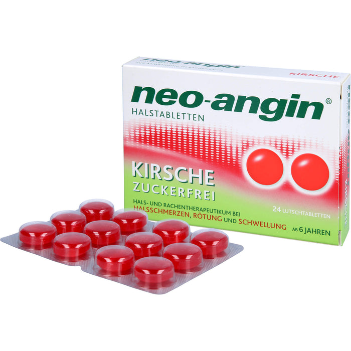 neo-angin Halstabletten Kirsche zuckerfrei, 24 pcs. Tablets