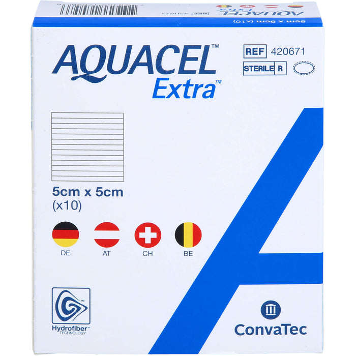 AQUACEL Extra 5 cm x 5 cm Verband mit verstärkenden Fasern, 10 pcs. Compresses