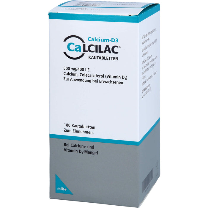 Calcilac Kautabletten 500 mg / 400 I.E., 180 pcs. Tablets