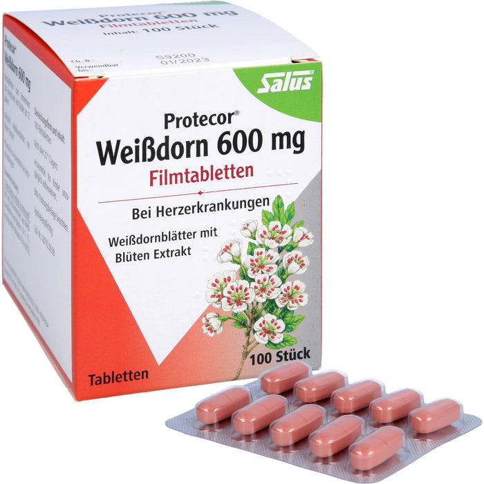 Salus Protecor Weissdorn 600 mg Filmtabletten bei Herzerkrankungen, 100 pcs. Tablets