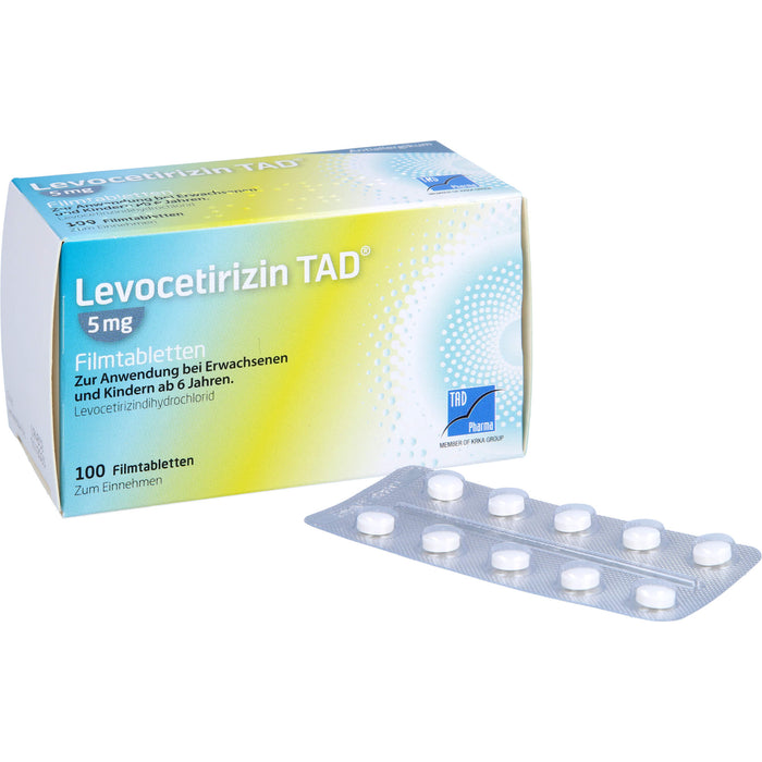 Levocetirizin TAD 5 mg Filmtabletten bei Allergien, 100 pcs. Tablets