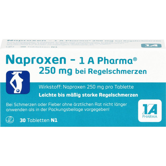 Naproxen - 1 A Pharma 250 mg Tabletten bei Regelschmerzen, 30 St. Tabletten