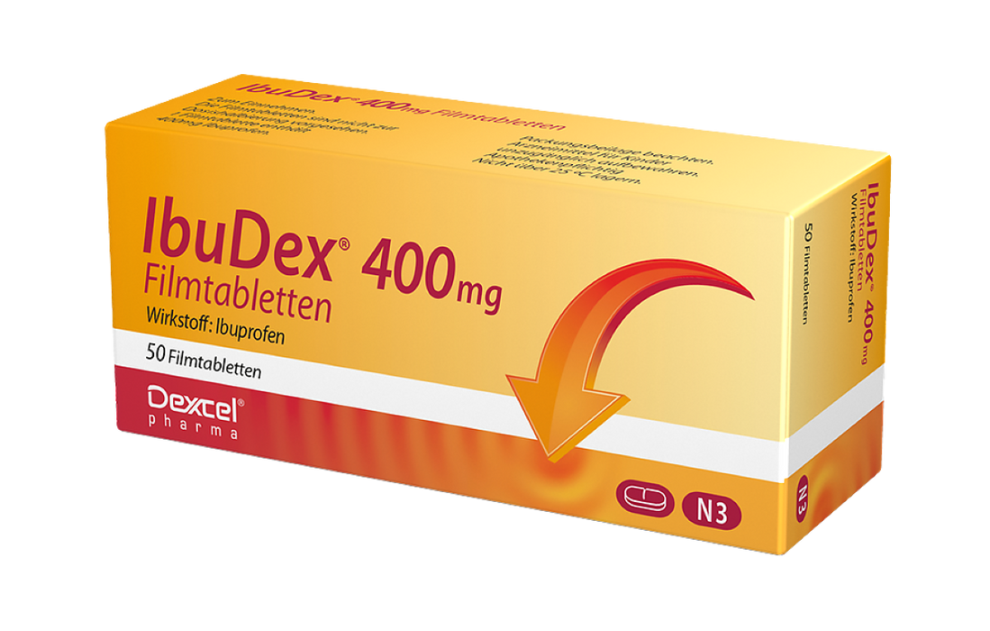 IbuDex 400 mg Filmtabletten bei Schmerzen und Fieber, 50 St. Tabletten